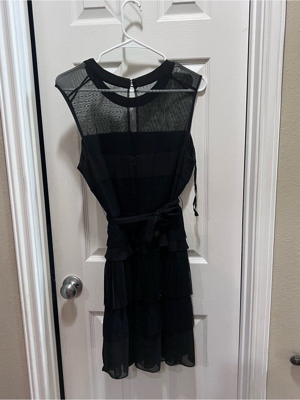 S.L. Fashions Black Sleeveless Tiered Chiffon Dress